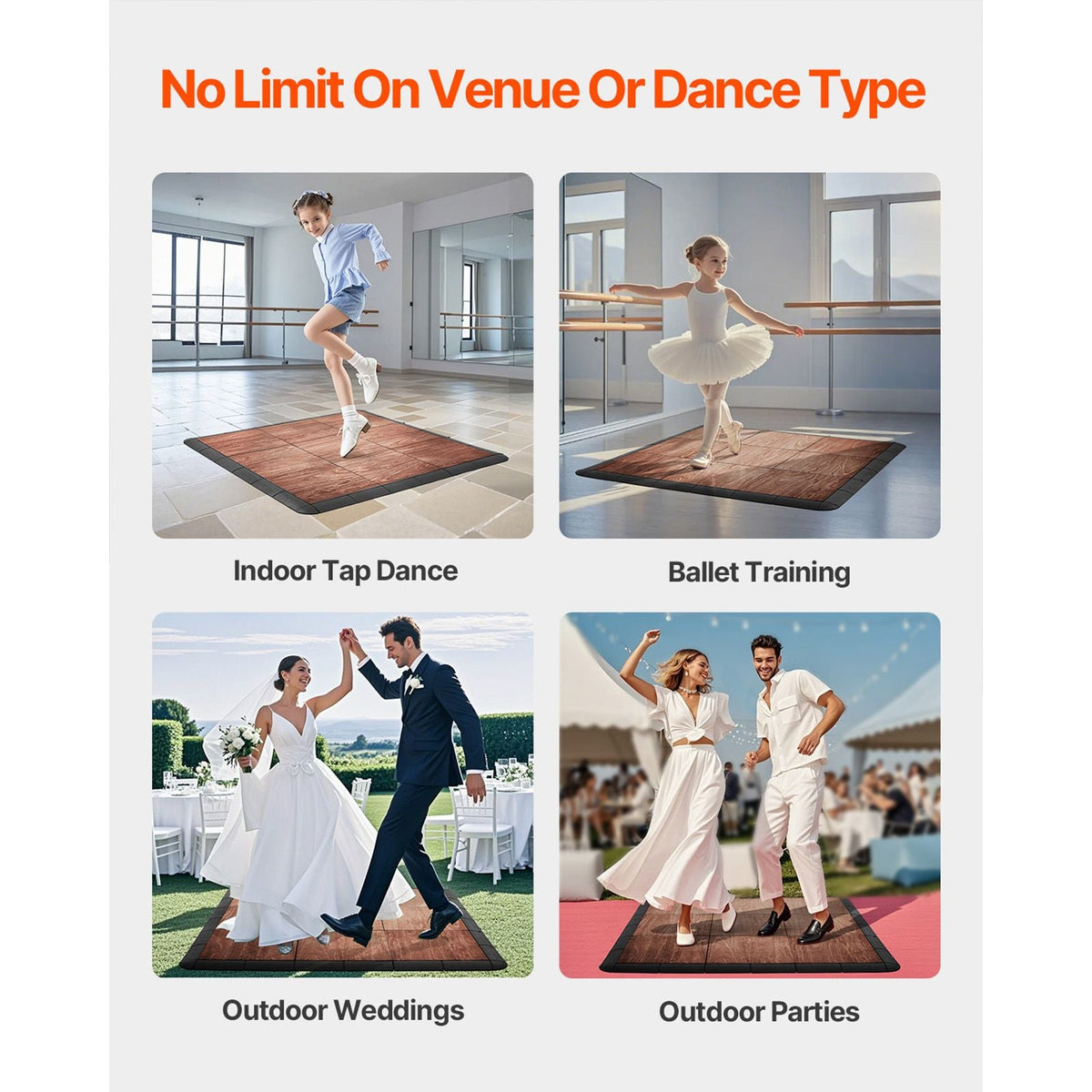 Dance Floor Tiles, 12.4 x 12.4 in 25 Piece Interlocking Dance Flooring, Portable Dance Practice Floor with Cushioned Base (Oak Wood Grain, 25 sq. ft/Box )