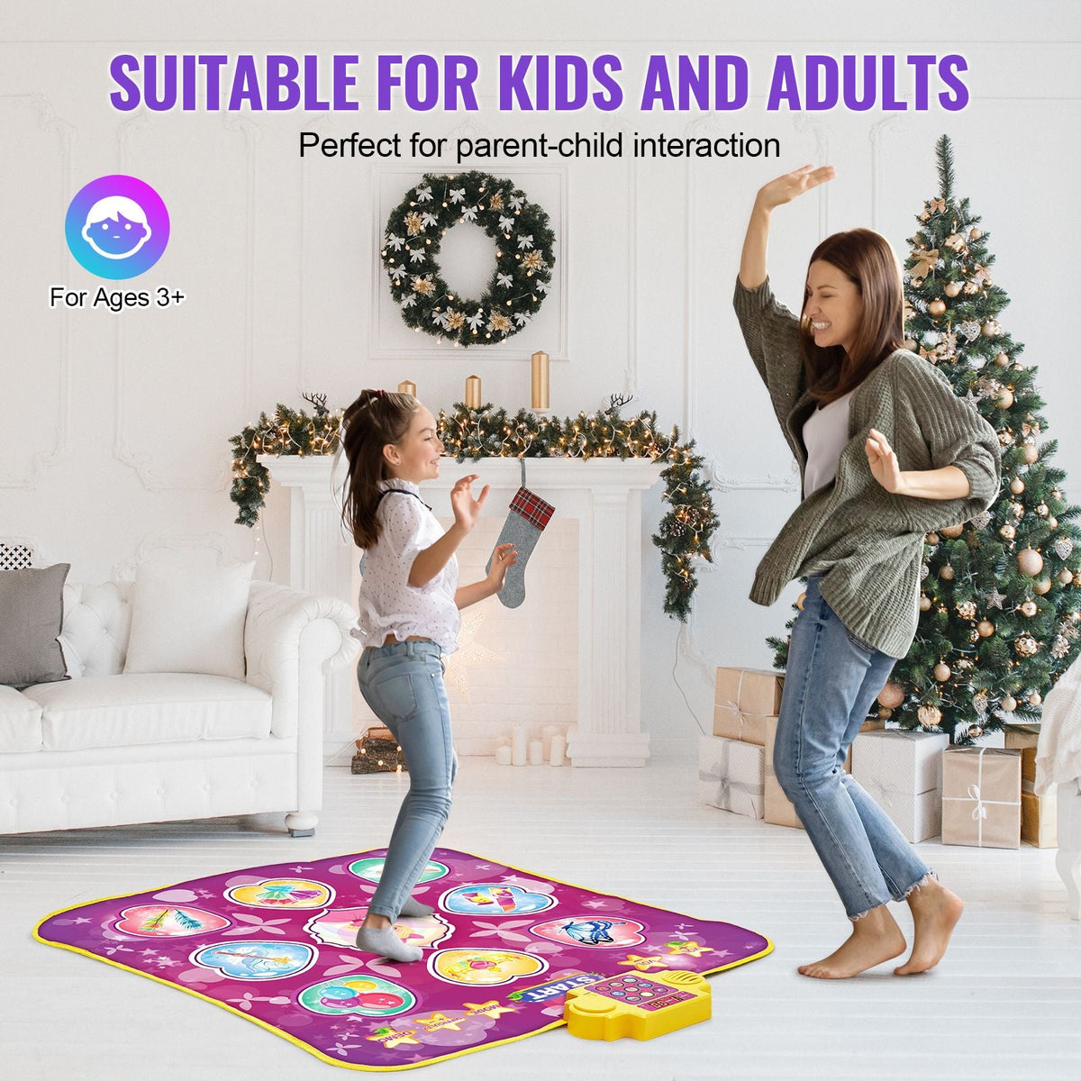 Dance Mat, 9-Button Dance Mixer Rhythm Step Play Mat, Electronic Dance Pad with 3 Game Modes, Adjustable Volume, Built-in Music, 8 Challenge Levels, Birthday Toys Gifts for 3+ Year Old Girls
