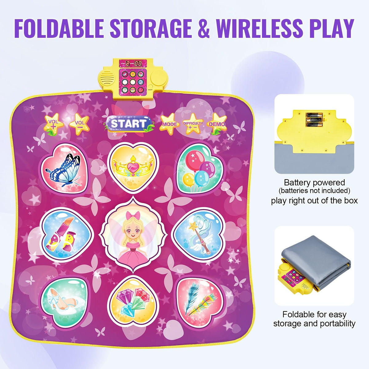 Dance Mat, 9-Button Dance Mixer Rhythm Step Play Mat, Electronic Dance Pad with 3 Game Modes, Adjustable Volume, Built-in Music, 8 Challenge Levels, Birthday Toys Gifts for 3+ Year Old Girls