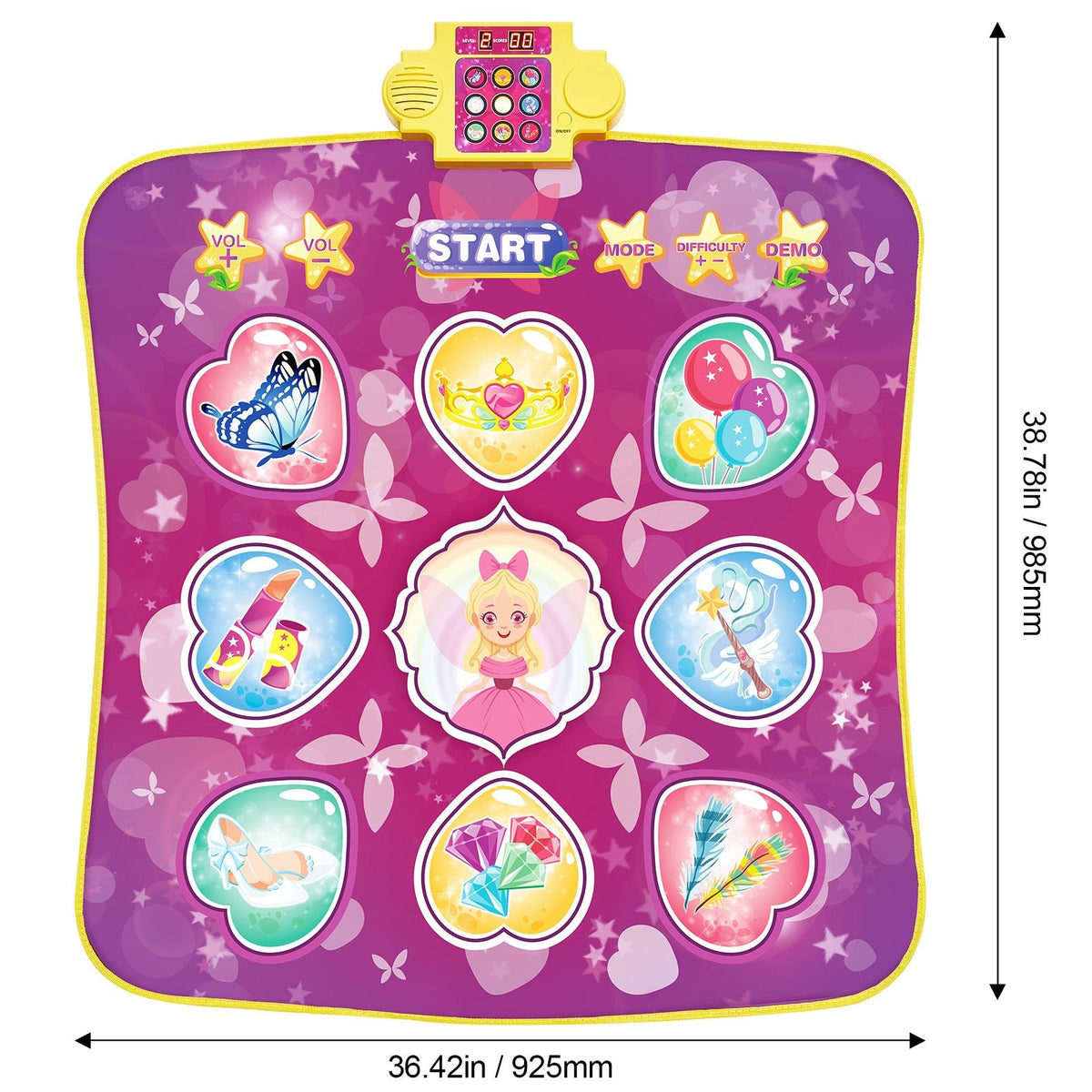 Dance Mat, 9-Button Dance Mixer Rhythm Step Play Mat, Electronic Dance Pad with 3 Game Modes, Adjustable Volume, Built-in Music, 8 Challenge Levels, Birthday Toys Gifts for 3+ Year Old Girls