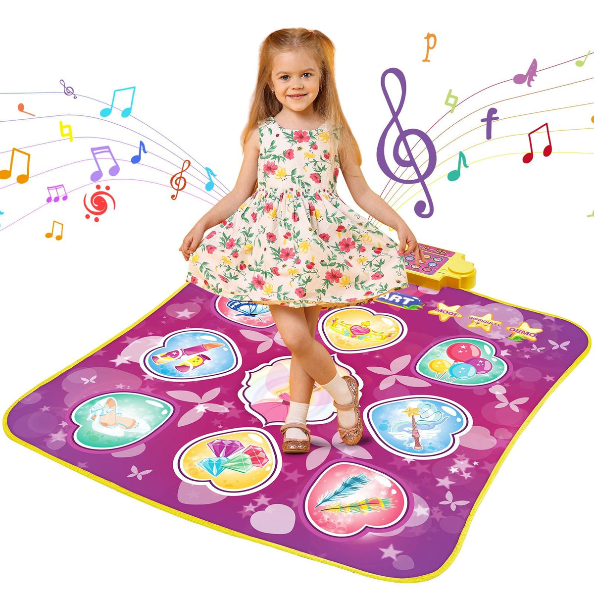 Dance Mat, 9-Button Dance Mixer Rhythm Step Play Mat, Electronic Dance Pad with 3 Game Modes, Adjustable Volume, Built-in Music, 8 Challenge Levels, Birthday Toys Gifts for 3+ Year Old Girls