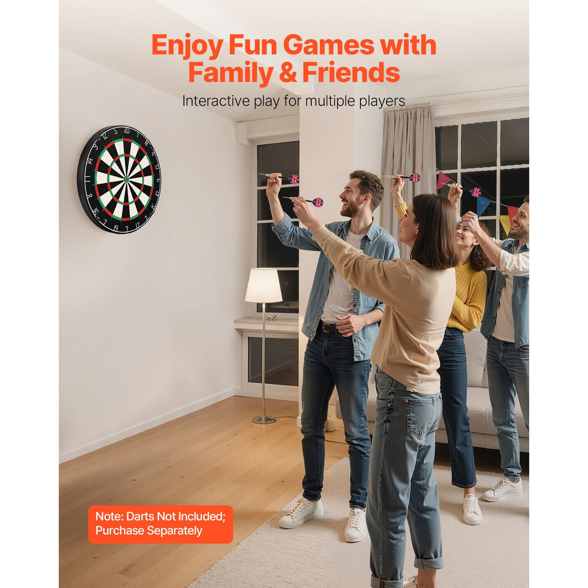Dart Board, High-Grade Self-Healing Sisal Fiber Dartboard with Staple-Free Bullseye, Blade Wire & Rotating Number Ring, 17.7" Professional Dartboard for Home Party Game Room (Darts Not Included)