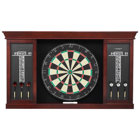Dartboard and Cabinet Set, Ready-to-Play Bundle Official Size Dartboard Cabinet Set, Steel Tip Dart Cabinet, Features Easy Assembly, Complete with All Accessories, Perfect for Cricket Games
