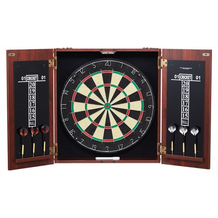 Dartboard and Cabinet Set, Ready-to-Play Bundle Official Size Dartboard Cabinet, Steel Tip Dart Hideaway Cabinet, Features Easy Assembly, Complete with All Accessories, Perfect for Cricket Games