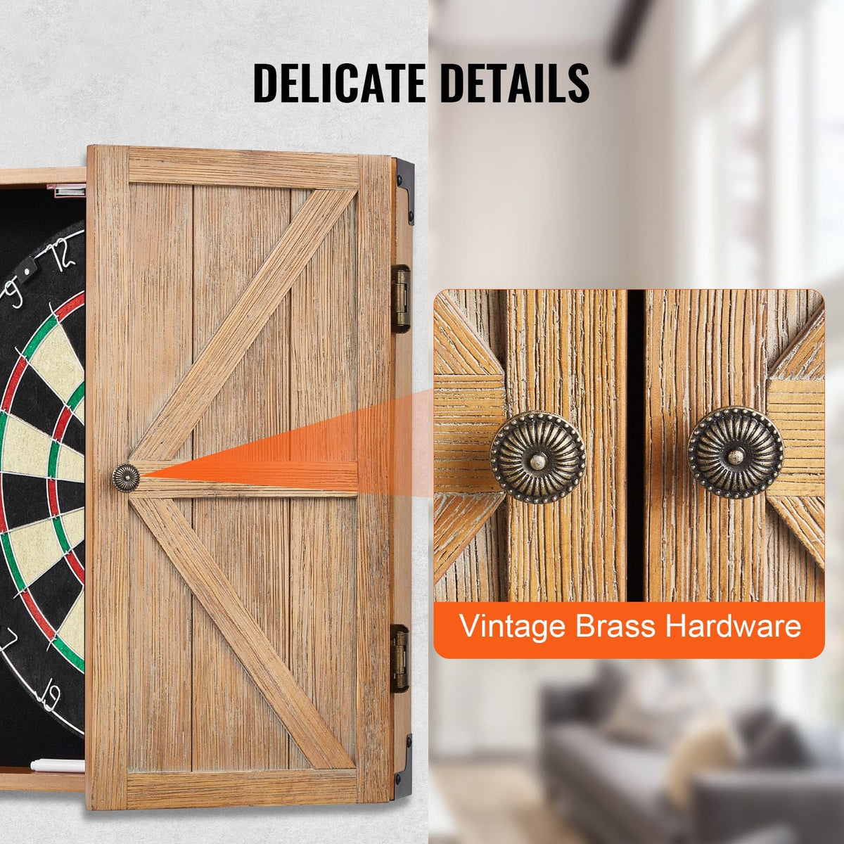 Dartboard Cabinet, Solid Wood Dartboard Cabinet Set, Official Size Hideaway Cabinet with Socreboard and Accessories, Features Easy Assembly, Perfect for Cricket Games (Dartboard Not Included)