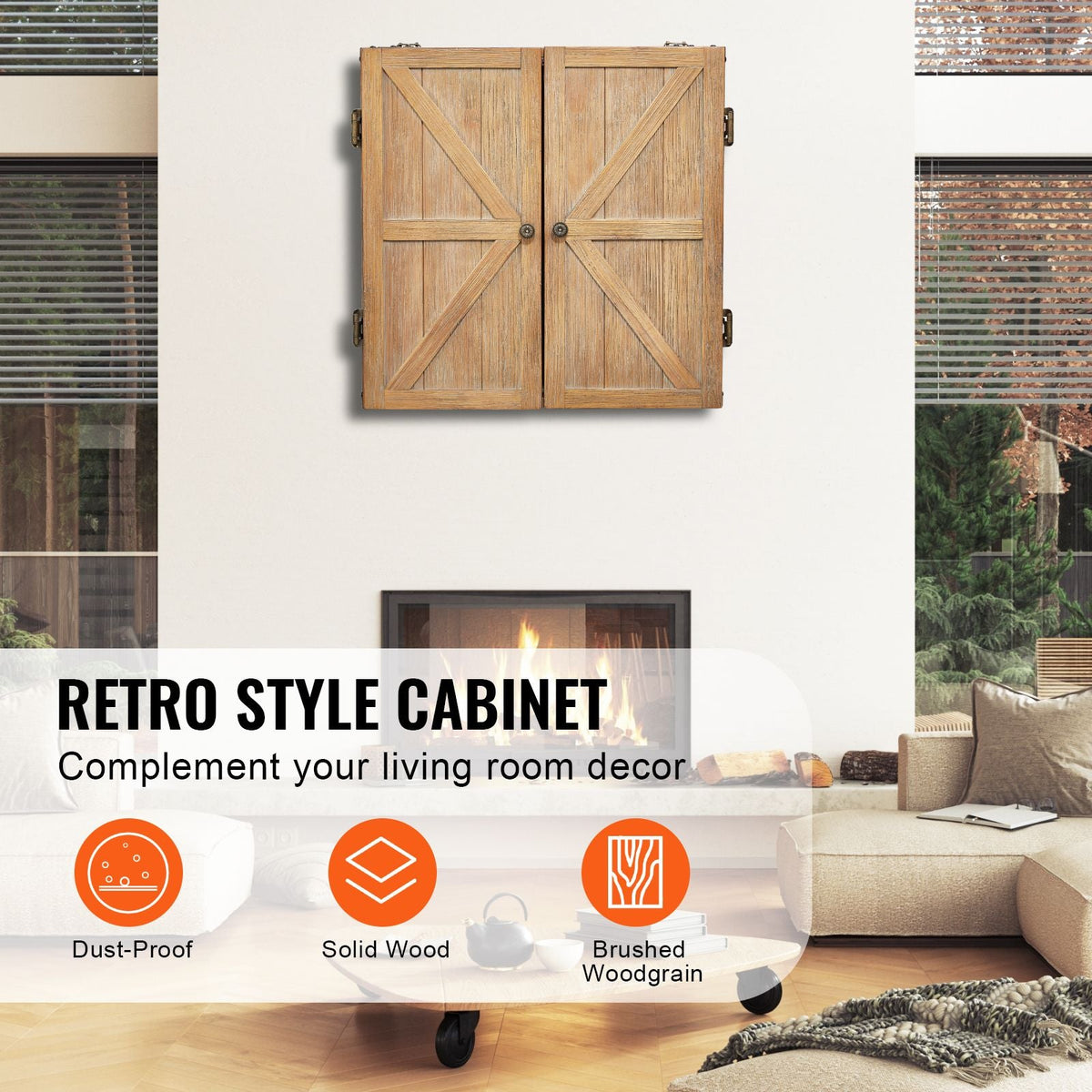 Dartboard Cabinet, Solid Wood Dartboard Cabinet Set, Official Size Hideaway Cabinet with Socreboard and Accessories, Features Easy Assembly, Perfect for Cricket Games (Dartboard Not Included)
