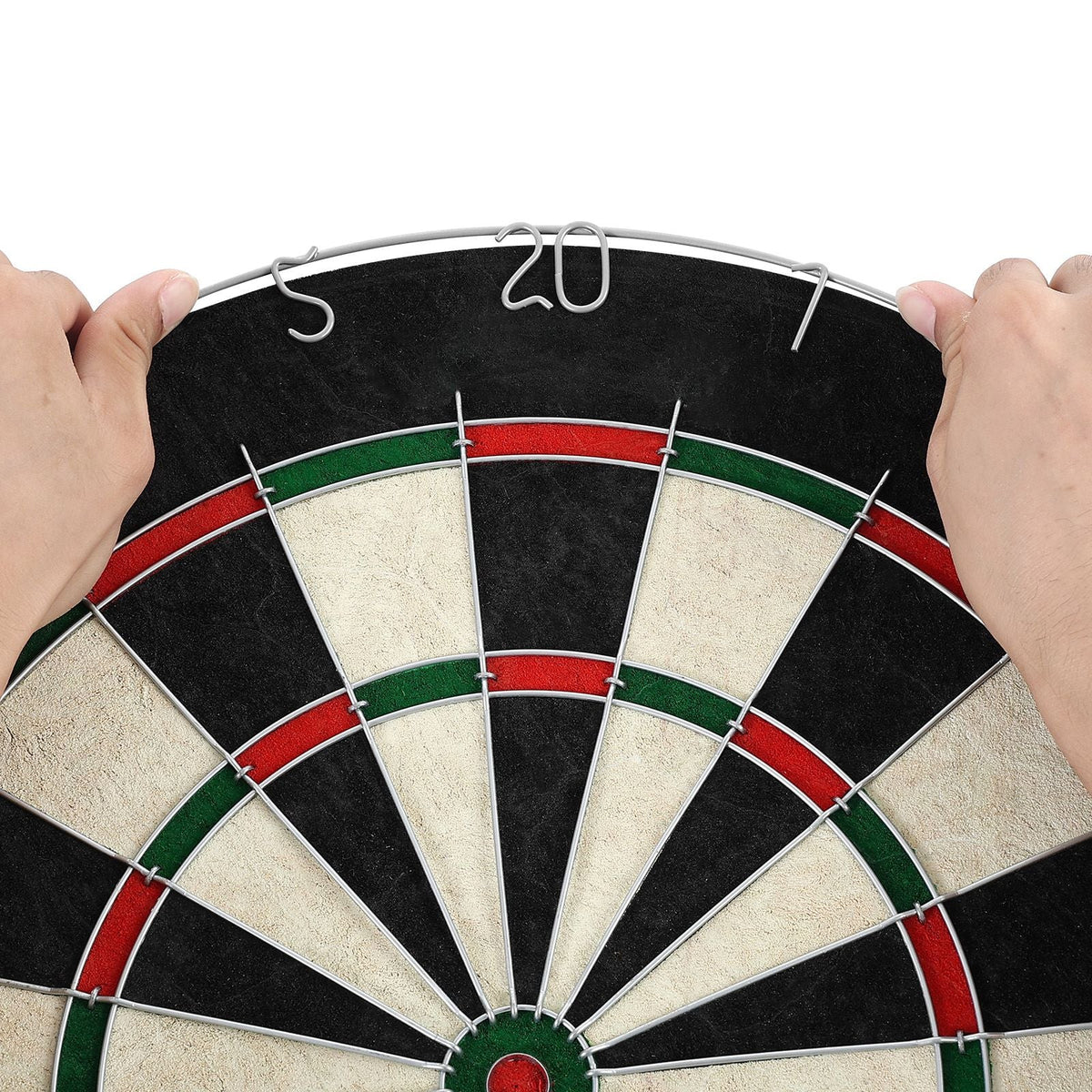 Dartboard with 6 Darts & Scoring Kit, Self-Healing Sisal Fibers Dartboard with Staple-Free Bullseye & Rotating Number Ring, 17.7" Professional Steel Tip Dart Board Set for Home Party Game Rooms