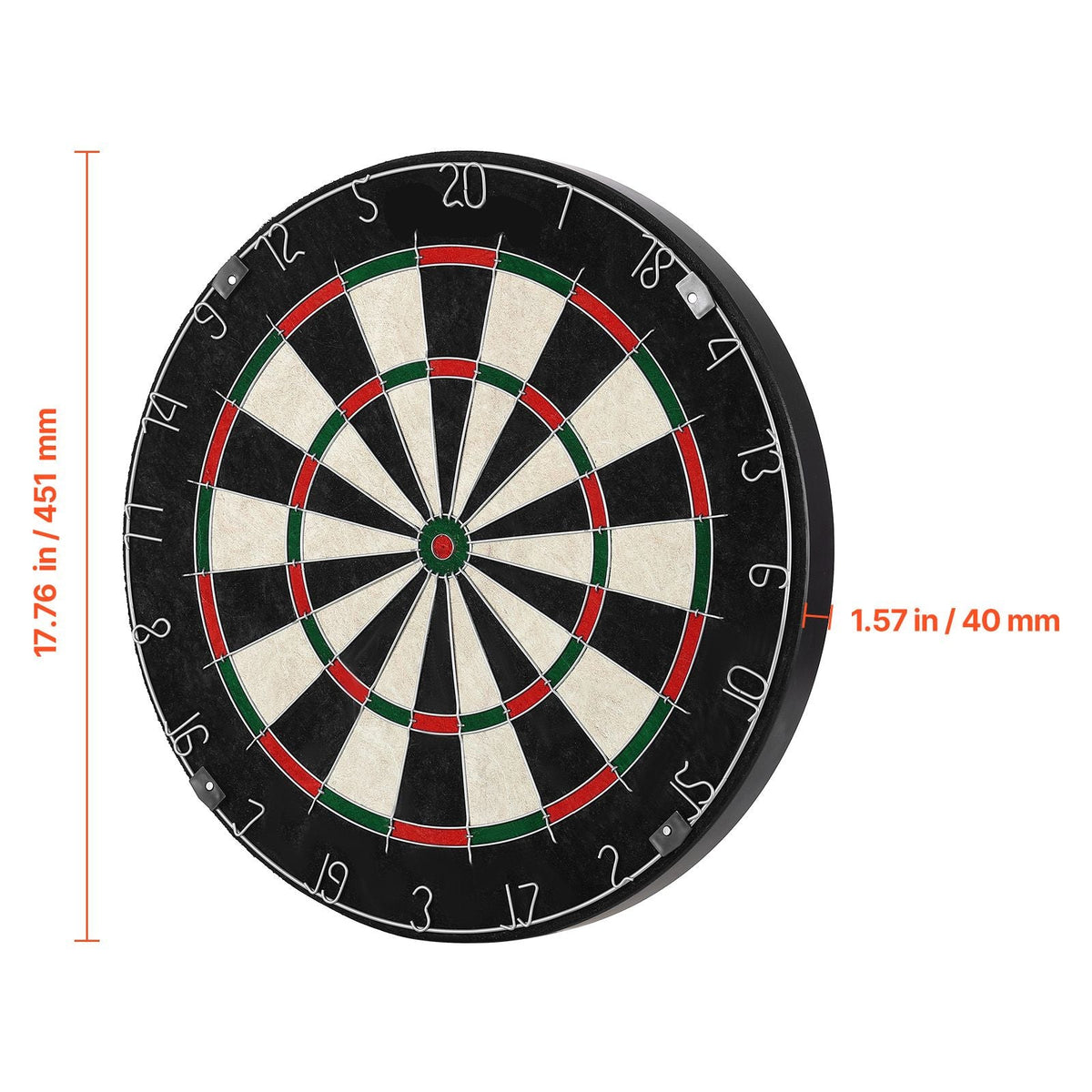 Dartboard with 6 Darts & Scoring Kit, Self-Healing Sisal Fibers Dartboard with Staple-Free Bullseye & Rotating Number Ring, 17.7" Professional Steel Tip Dart Board Set for Home Party Game Rooms