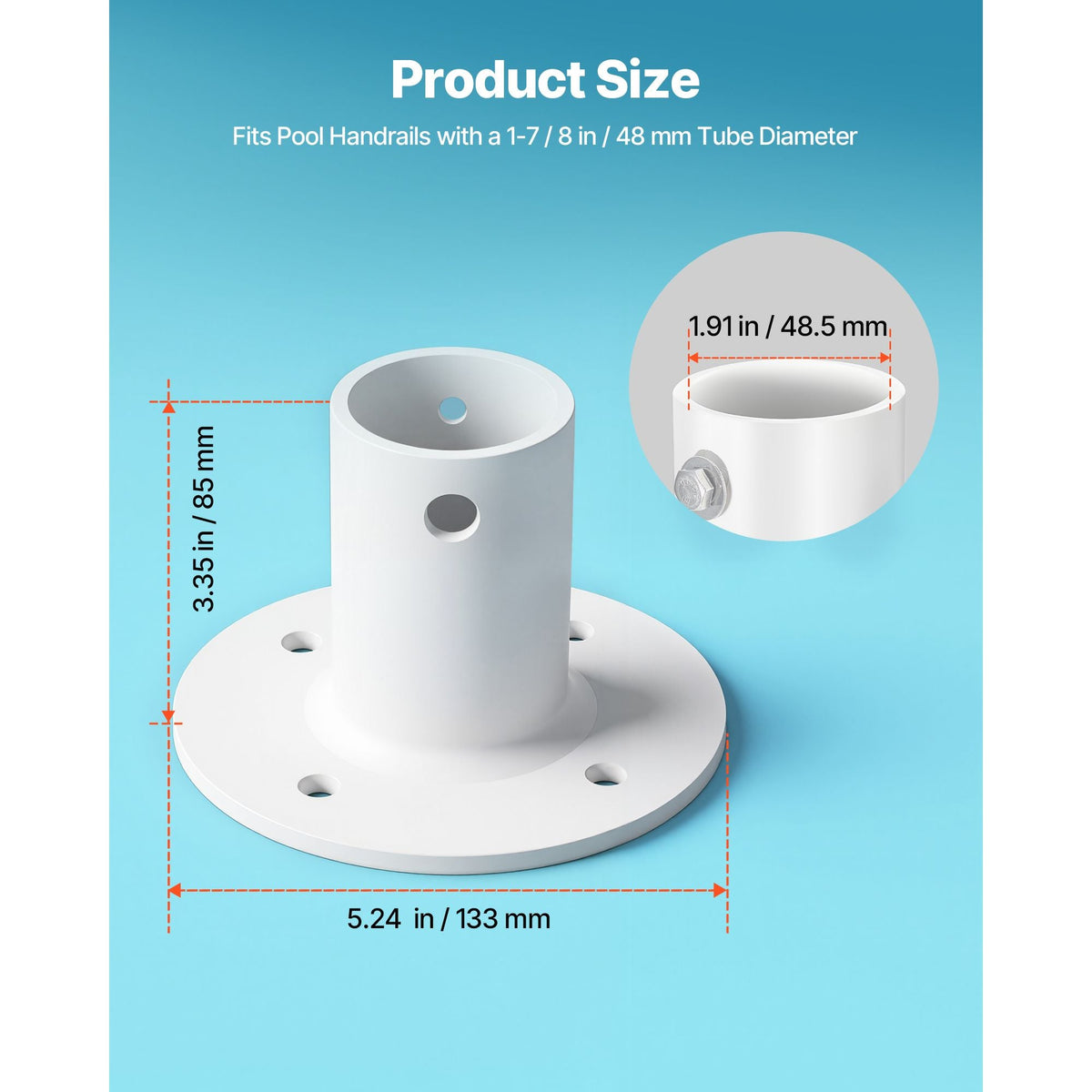 Deck Anchor Flange 4 Pack, 1-7/8 in Pool Ladder Deck Mount, Handrail Anchor with Stainless Steel Mounting Hardware, Premium Aluminum Alloy Flange for Inground Swimming Pool Ladder, White