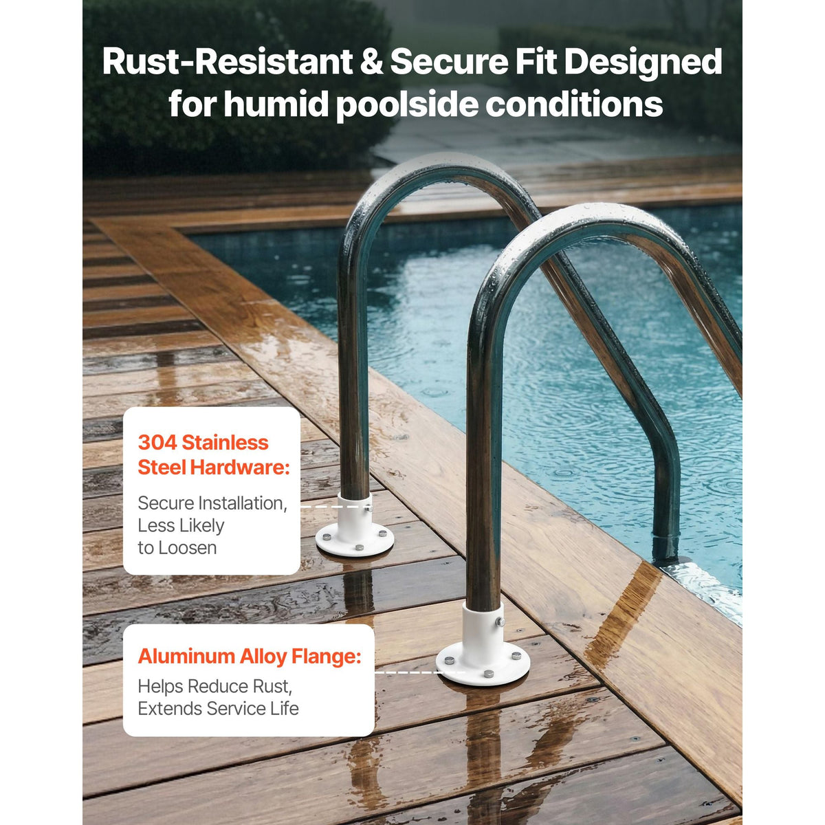 Deck Anchor Flange 4 Pack, 1-7/8 in Pool Ladder Deck Mount, Handrail Anchor with Stainless Steel Mounting Hardware, Premium Aluminum Alloy Flange for Inground Swimming Pool Ladder, White