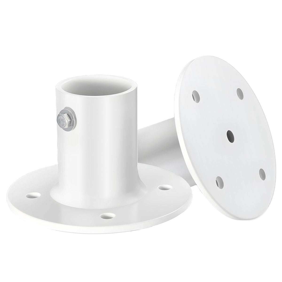 Deck Anchor Flange 4 Pack, 1-7/8 in Pool Ladder Deck Mount, Handrail Anchor with Stainless Steel Mounting Hardware, Premium Aluminum Alloy Flange for Inground Swimming Pool Ladder, White