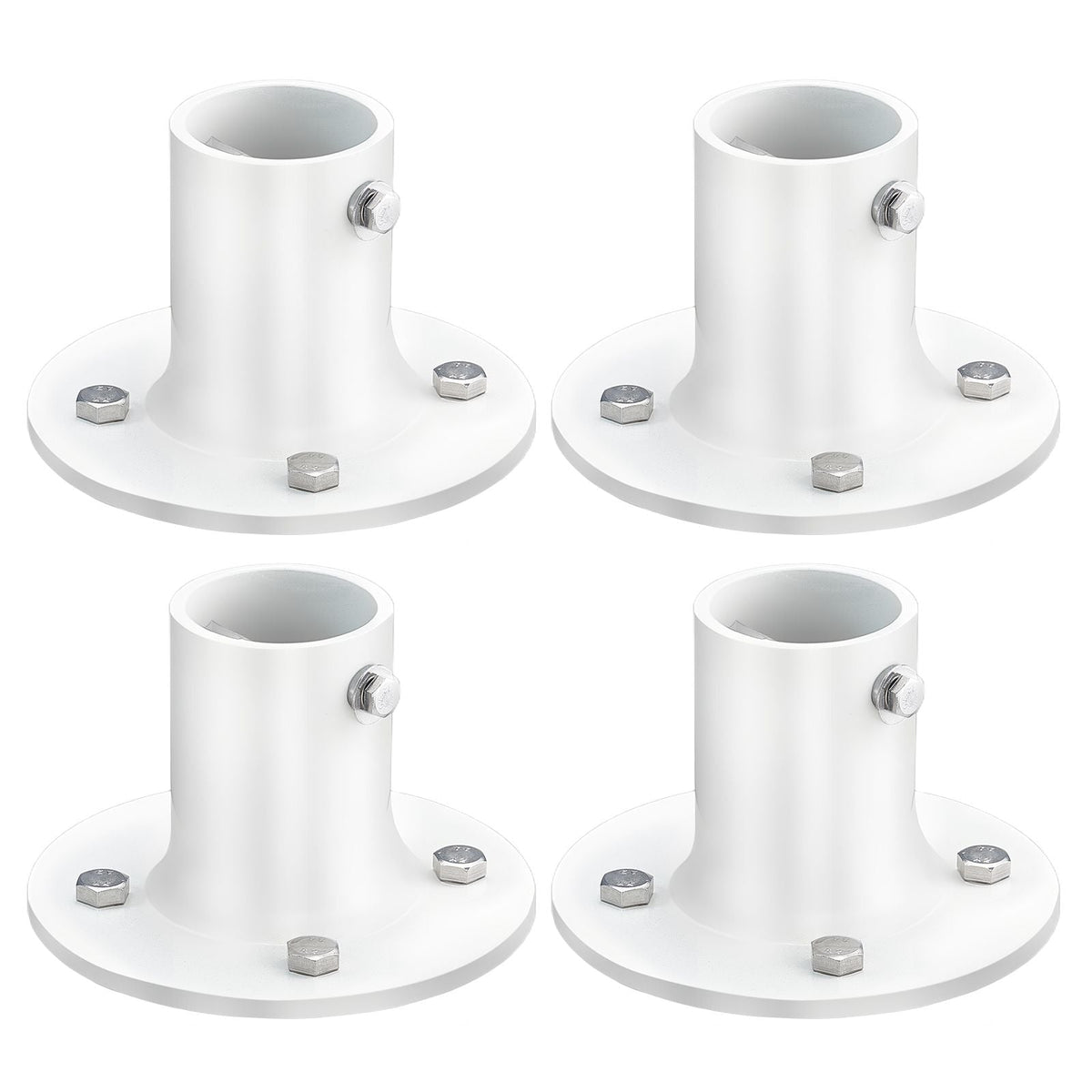 Deck Anchor Flange 4 Pack, 1-7/8 in Pool Ladder Deck Mount, Handrail Anchor with Stainless Steel Mounting Hardware, Premium Aluminum Alloy Flange for Inground Swimming Pool Ladder, White