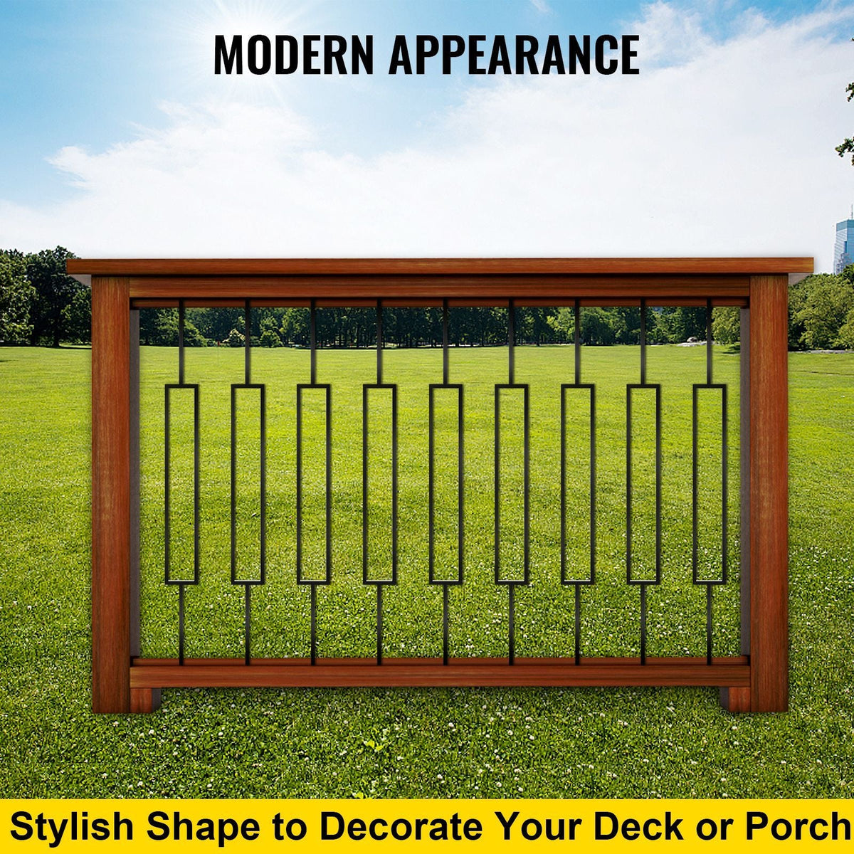 Deck Balusters, 10 Pack Metal Deck Spindles, 44\"x0.5\" Staircase Baluster with Screws, Iron Deck Railing for Wood and Composite Deck, Stylish Black Baluster for Outdoor Stair Deck Porch