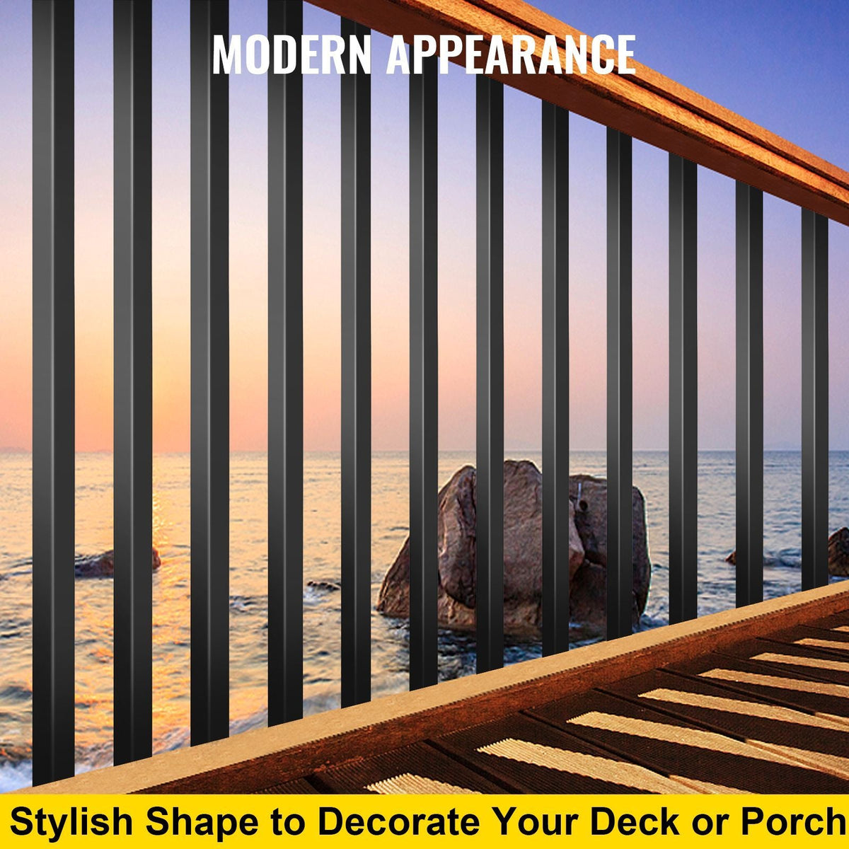 Deck Balusters, 101 Pack Metal Deck Spindles, 26\"x0.75\" Staircase Baluster with Screws, Aluminum Alloy Deck Railing for Wood and Composite Deck, Square Baluster for Outdoor Stair Deck Porch