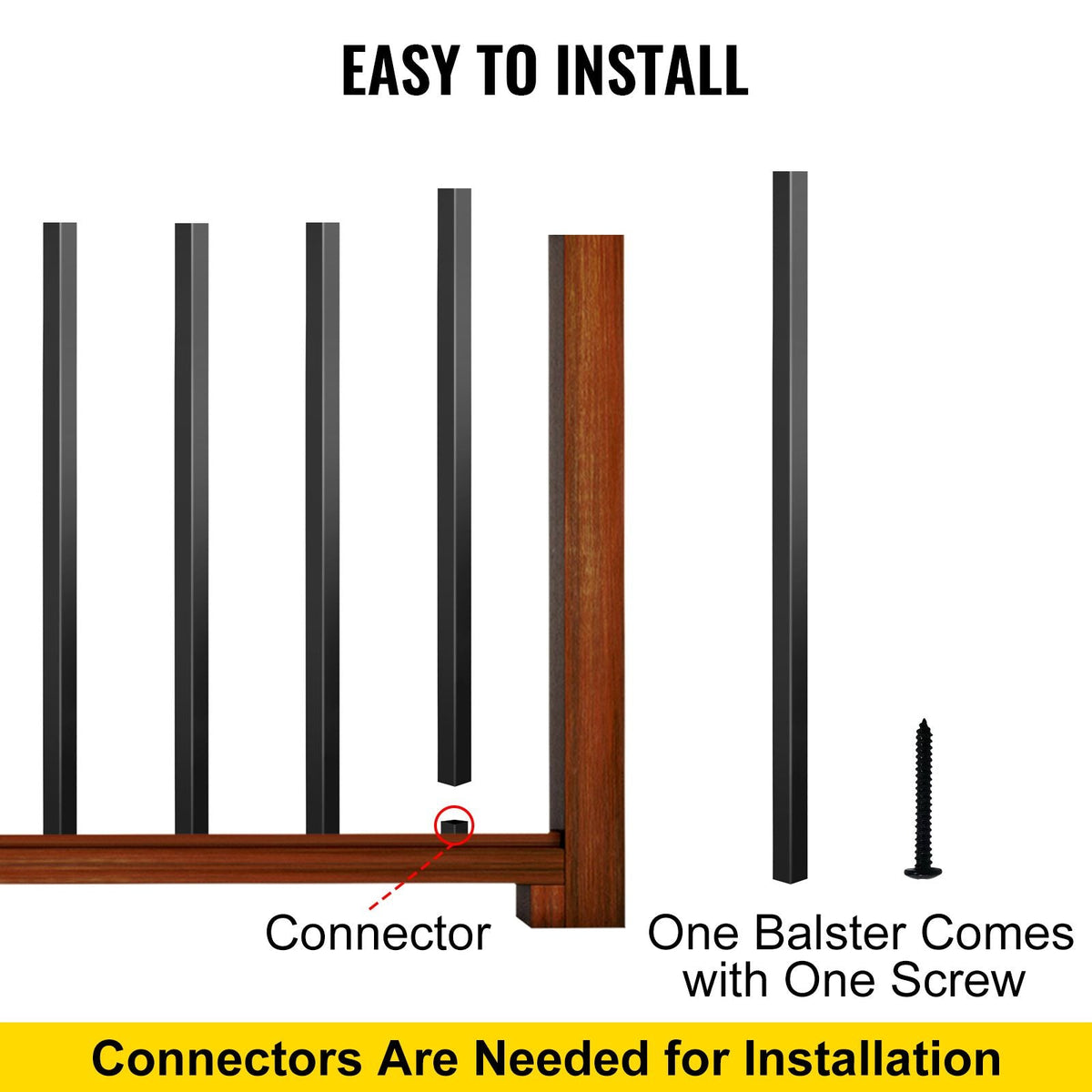 Deck Balusters, 101 Pack Metal Deck Spindles, 26\"x0.75\" Staircase Baluster with Screws, Aluminum Alloy Deck Railing for Wood and Composite Deck, Square Baluster for Outdoor Stair Deck Porch