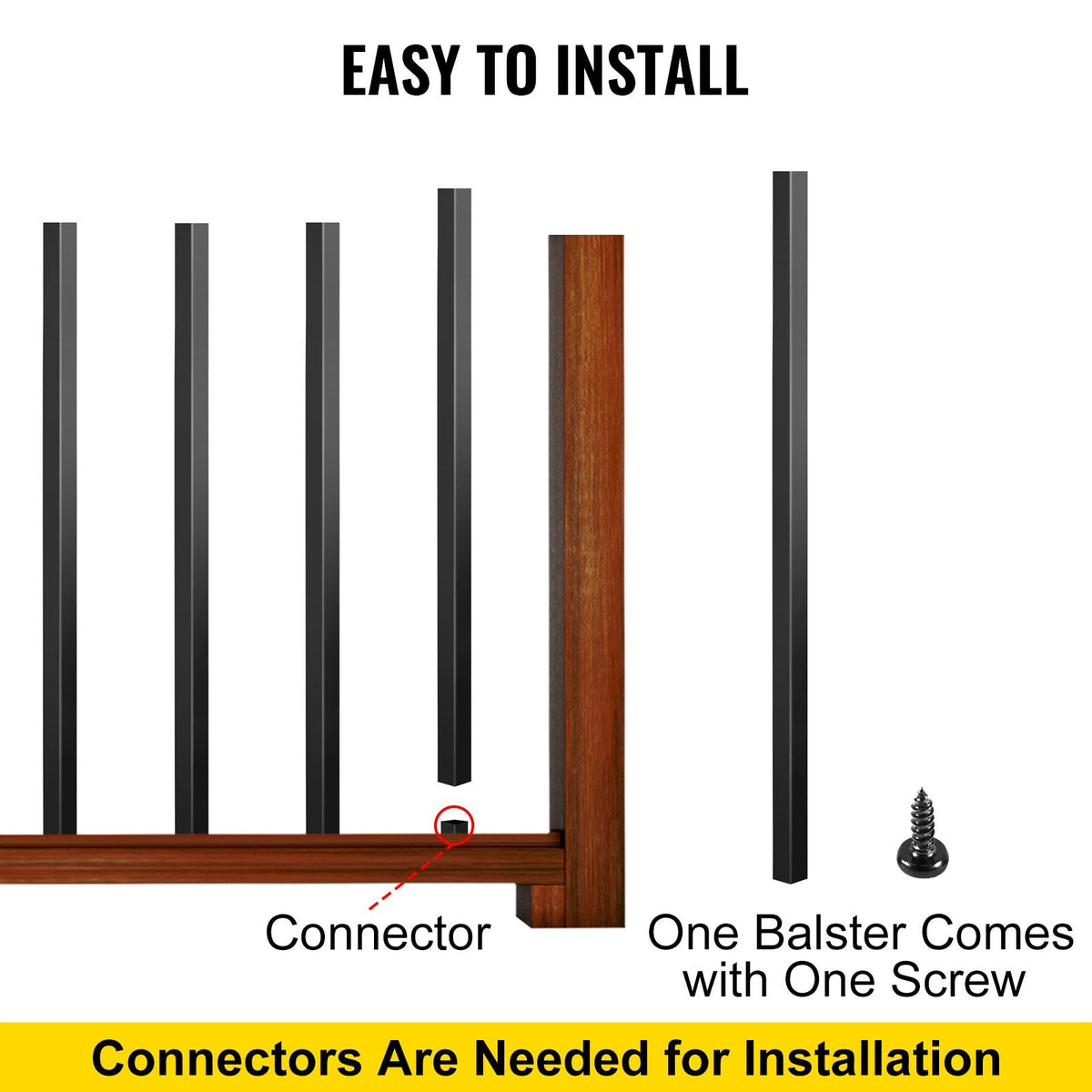 Deck Balusters, 101 Pack Metal Deck Spindles, 32\"x0.8\" Staircase Baluster with Screws, Aluminum Alloy Deck Railing for Wood and Composite Deck, Square Baluster for Outdoor Stair Deck Porch