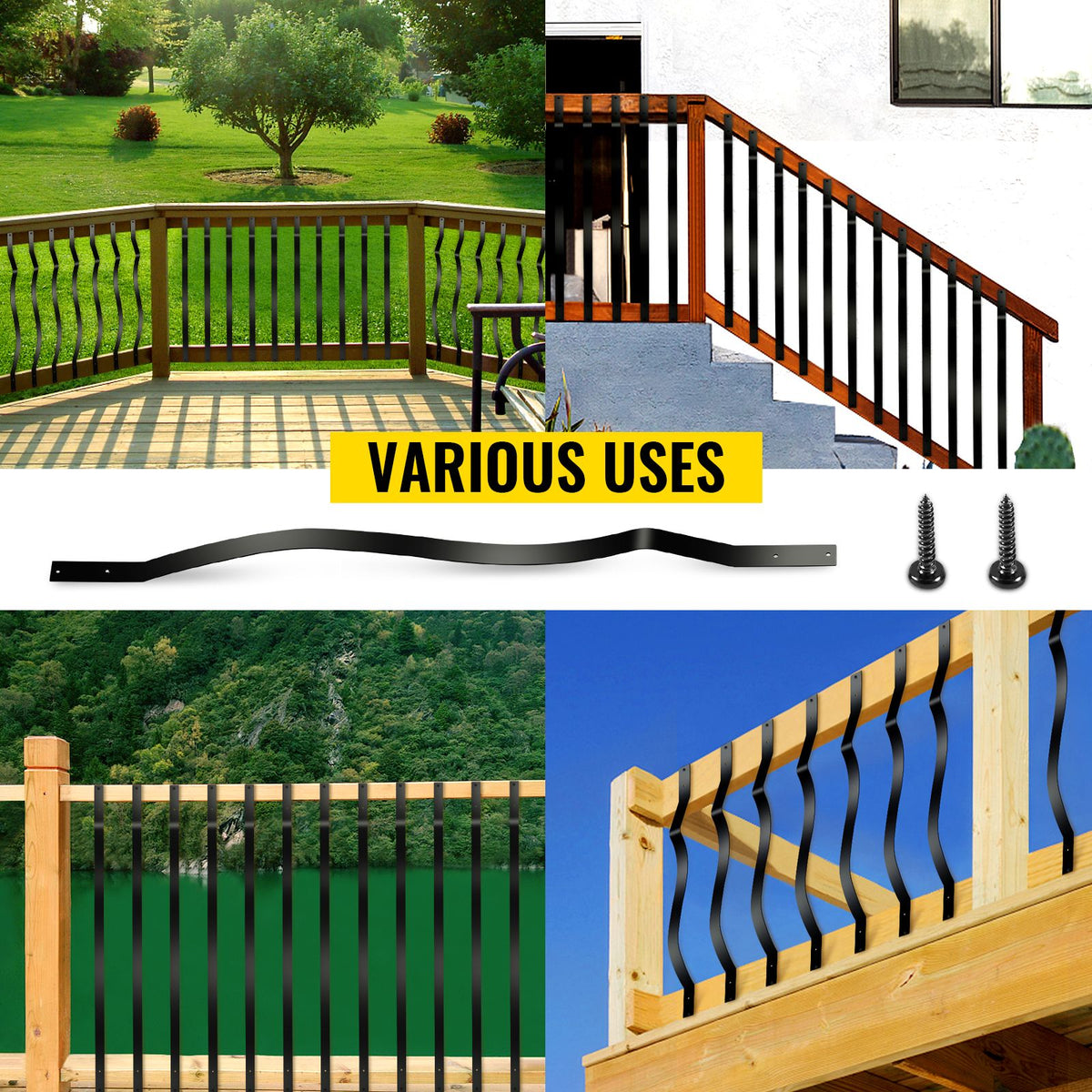 Deck Balusters, 26 Pack Metal Deck Spindles, 32.25\"x1\" Staircase Baluster with Screws, Aluminum Alloy Deck Railing for Wood and Composite Deck, Stylish Baluster for Outdoor Stair Deck Porch