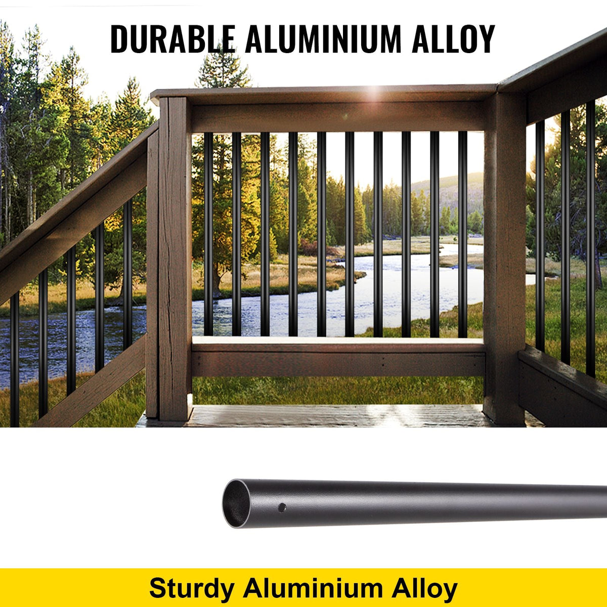 Deck Balusters, 51 Pack Metal Deck Spindles, 36\"x0.75\" Staircase Baluster with Screws, Aluminum Alloy Deck Railing for Wood and Composite Deck, Circle Baluster for Outdoor Stair Deck Porch