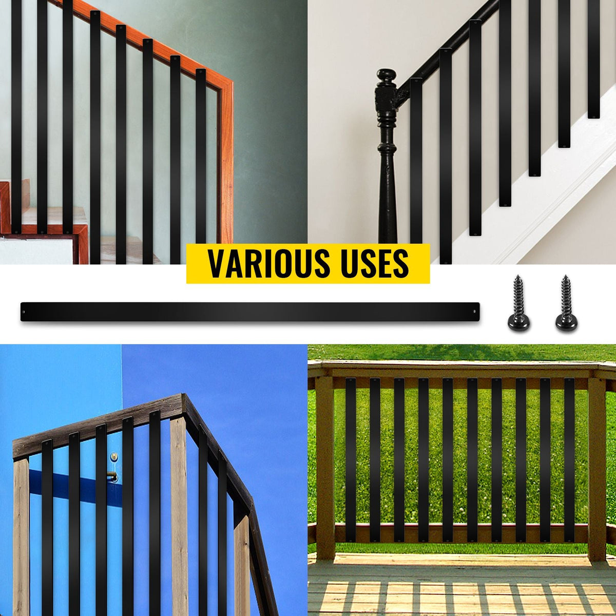 Deck Balusters, 76 Pack Metal Deck Spindles, 29.5"x1"x0.2" Staircase Baluster with Screws, Aluminum Alloy Deck Railing for Wood and Composite Deck, Stylish Baluster for Outdoor Stair Deck Porch