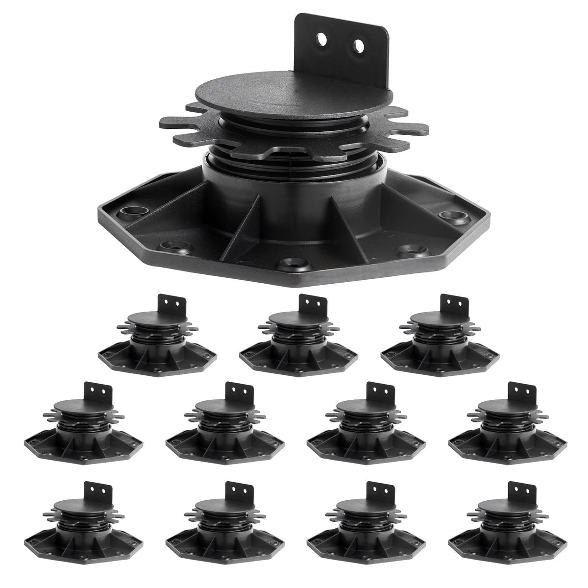 Deck Blocks 12 PCS, 2000lbs / 907.18kg Load Capacity Deck Support Plastic Pedestal Paver, Raising 1.18 - 2.36 inch / 30 - 60 mm, Height Adjustable Shed Foundation Base for Wood Concrete Metal