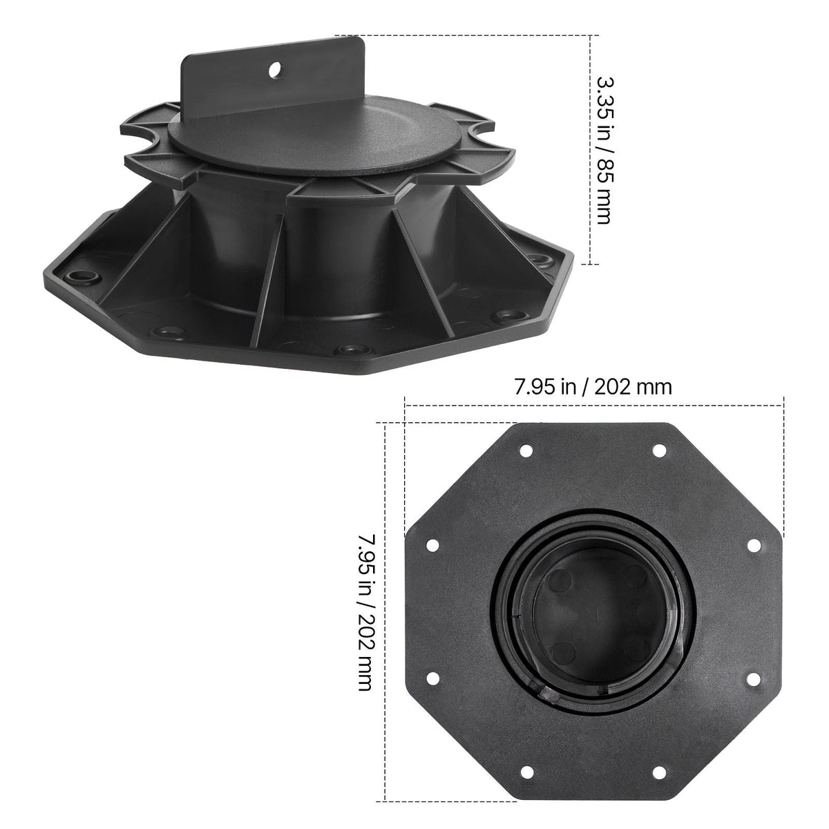 Deck Blocks 12 PCS, 2000lbs / 907.18kg Load Capacity Deck Support Plastic Pedestal Paver, Raising 2.36 - 5.31 inch / 60 - 135 mm, Height Adjustable Shed Foundation Base for Wood Concrete Metal