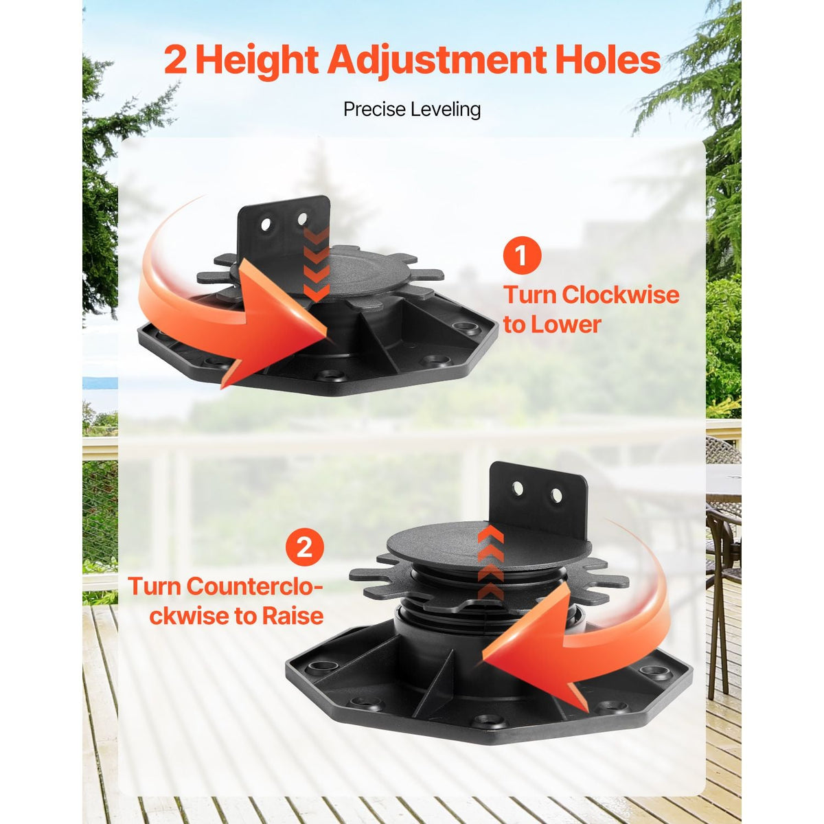 Deck Blocks 24 PCS, 2000lbs / 907.18kg Load Capacity Deck Support Plastic Pedestal Paver, Raising 1.18 - 2.36 inch / 30 - 60 mm, Height Adjustable Shed Foundation Base for Wood Concrete Metal