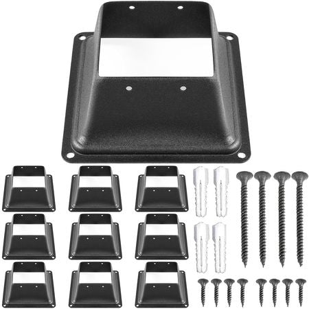 Deck Post Base, 10 PCS Post Base Skirt, 4 x 4\" (Internal 3.38x3.38\") Post Support Flange, 2.5 LBS Deck Post Skirt, Powder-Coated Decking Post Base, Wood Post Anch for Deck Support Porch Railin