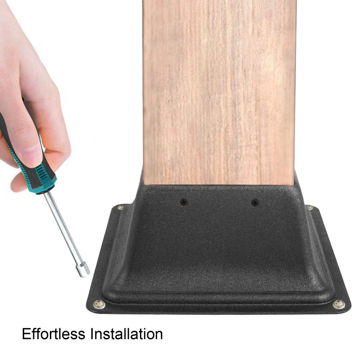 Deck Post Base, 10 PCS Post Base Skirt, 4 x 4\" (Internal 3.38x3.38\") Post Support Flange, 2.5 LBS Deck Post Skirt, Powder-Coated Decking Post Base, Wood Post Anch for Deck Support Porch Railin