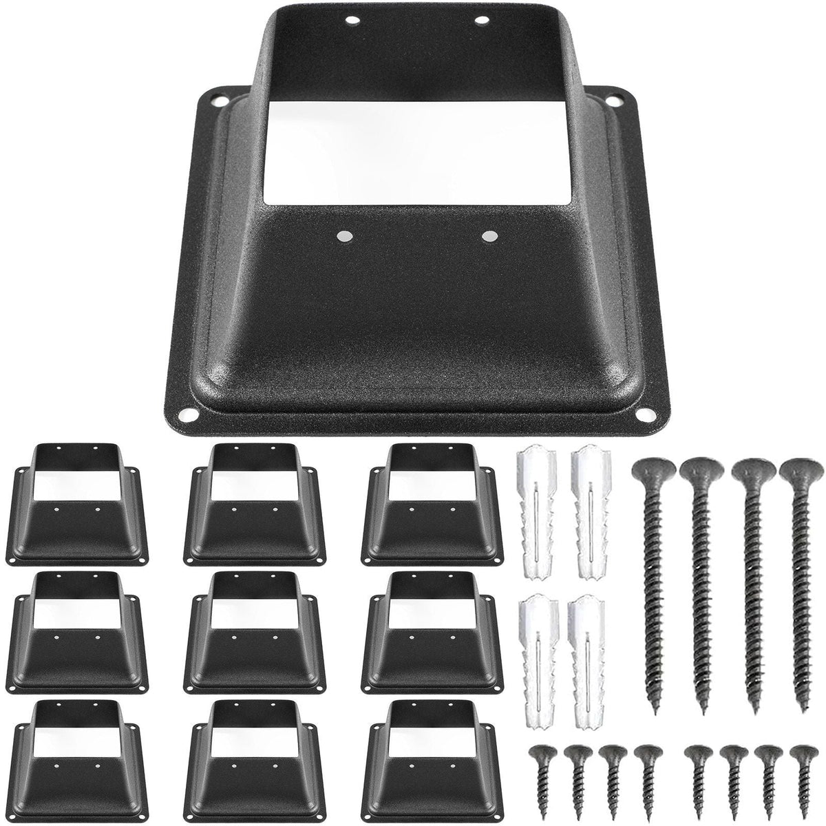 Deck Post Base, 10 PCS Post Base Skirt, 4 x 4\" (Internal 3.38x3.38\") Post Support Flange, 2.5 LBS Deck Post Skirt, Powder-Coated Decking Post Base, Wood Post Anch for Deck Support Porch Railin
