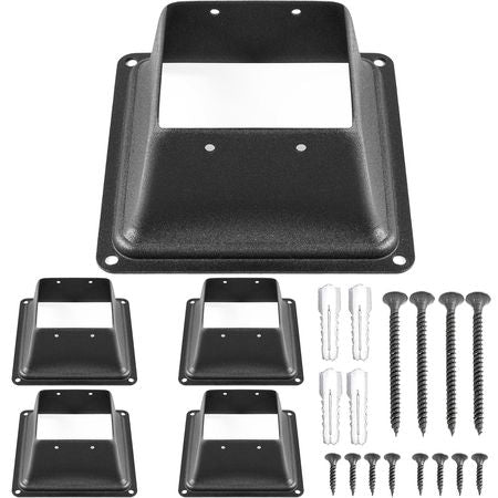 Deck Post Base 5 PCS Post Base Skirt 4x4\" (Actual 3.38x3.38\") Post Support Flange 2.5LBS Deck Post Skirt Black Powder-Coated Decking Post Base with Thick Steel for Deck Supports Porch Railings