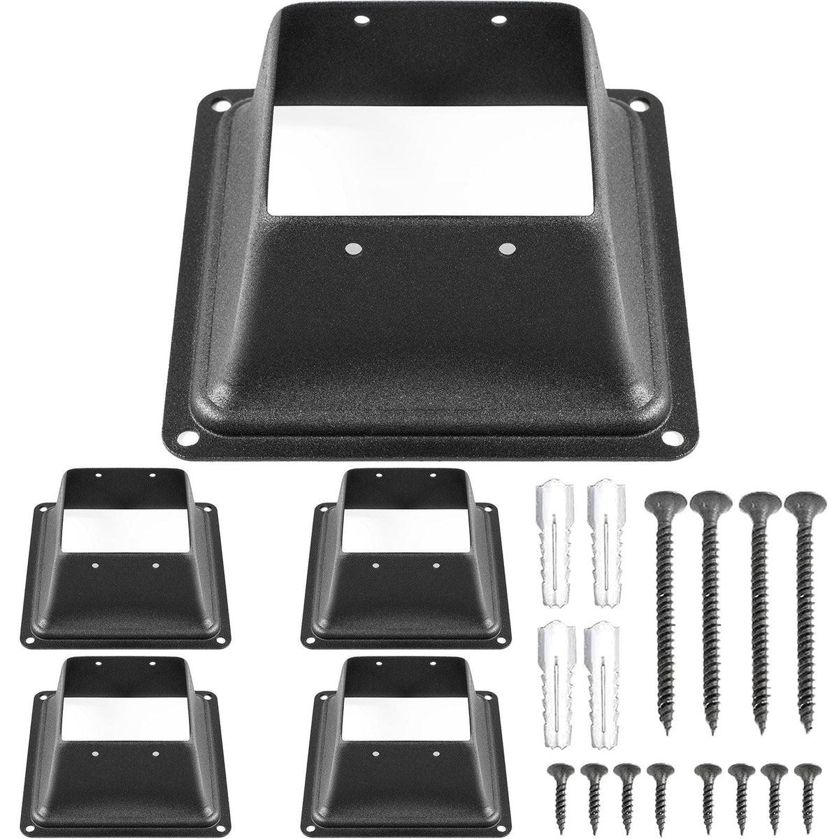Deck Post Base 5 PCS Post Base Skirt 4x4\" (Actual 3.38x3.38\") Post Support Flange 2.5LBS Deck Post Skirt Black Powder-Coated Decking Post Base with Thick Steel for Deck Supports Porch Railings