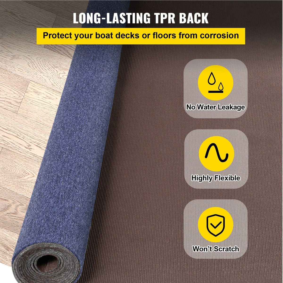 Deep Blue Marine Carpet 6 ft x 13.1 ft Marine Carpeting Marine Grade Carpet for Boats with Waterproof Back Outdoor Rug for Patio Porch Deck Garage Outdoor Area Rug Runner Non-Slide Porch Rug