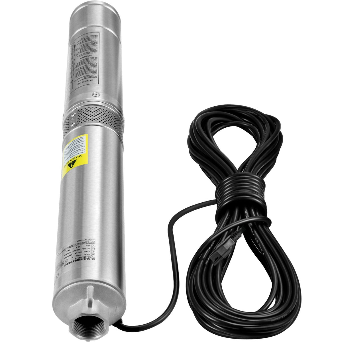 Deep Well Submersible Pump, 0.5HP 115V/60Hz, 28gpm Flow 167ft Head, with 33ft Electric Cord, 4" Stainless Steel Water Pumps for Industrial, Irrigation&Home Use, IP68 Waterproof Grade
