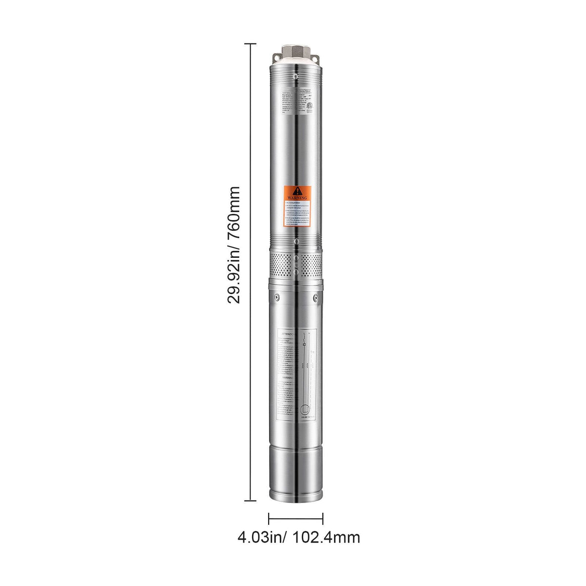 Deep Well Submersible Pump, 1 HP Output Power, 115V, 31.7 GPM Flow 207 ft Head, with 32.81 ft Cord External Control Box, Stainless Steel Water Pump, for Industrial Irrigation and Home Use, IP68