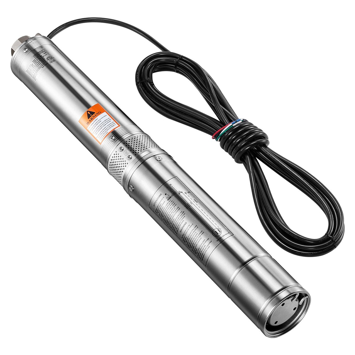 Deep Well Submersible Pump, 1 HP Output Power, 115V, 31.7 GPM Flow 207 ft Head, with 32.81 ft Cord External Control Box, Stainless Steel Water Pump, for Industrial Irrigation and Home Use, IP68