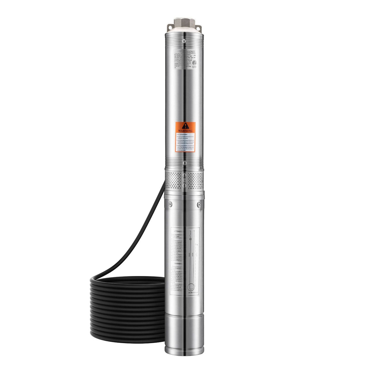 Deep Well Submersible Pump, 1 HP Output Power, 115V, 31.7 GPM Flow 207 ft Head, with 32.81 ft Cord External Control Box, Stainless Steel Water Pump, for Industrial Irrigation and Home Use, IP68