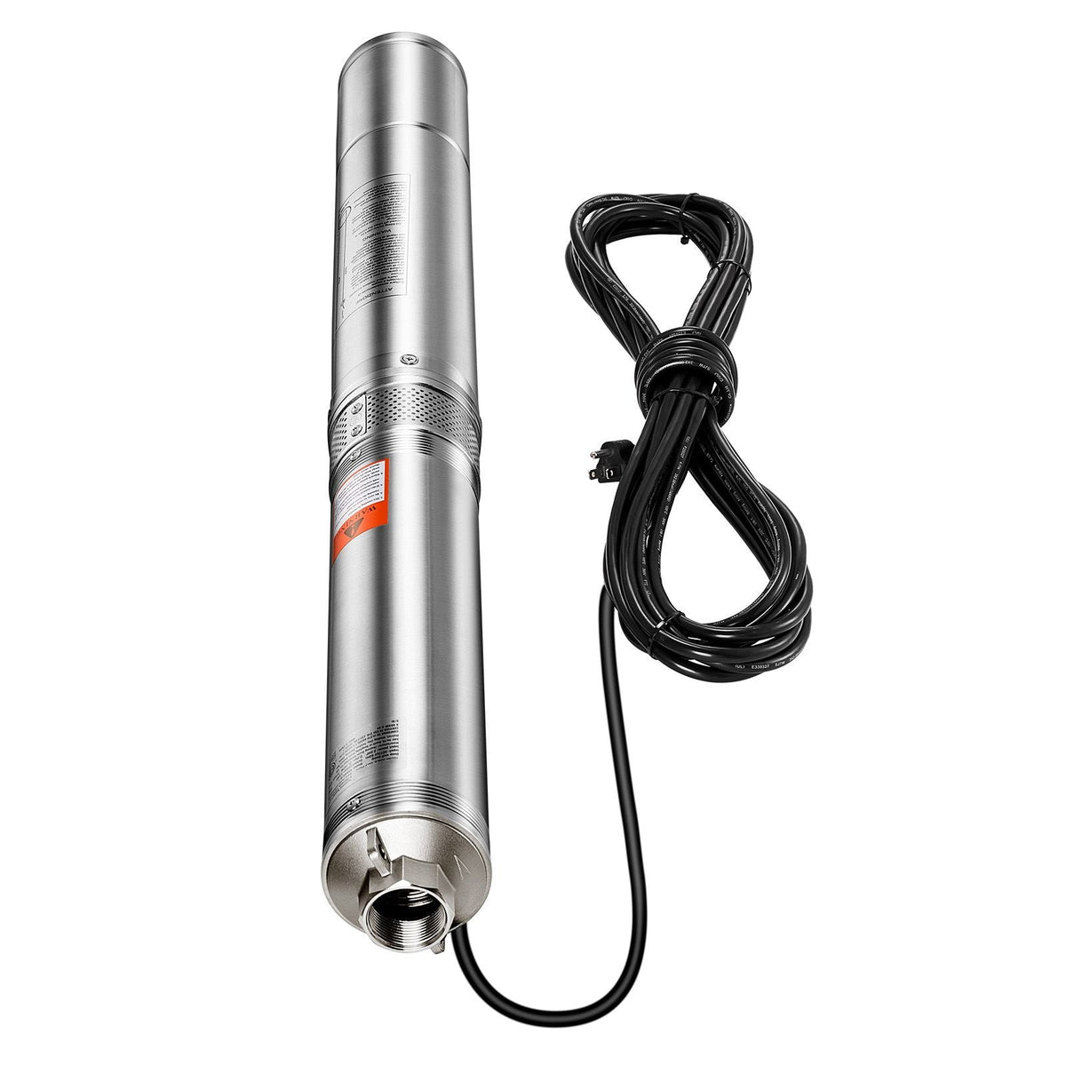 Deep Well Submersible Pump, 1.5 HP Output Power, 115V, 31.7 GPM Flow 276 ft Head, with 32.81 ft Cord, Stainless Steel Water Pump, for Industrial, Irrigation, and Home Use, IP68 Waterproof Grade