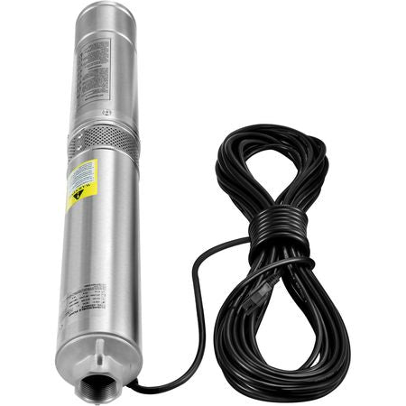 Deep Well Submersible Pump, 1HP 115V/60Hz, 37gpm Flow 207ft Head, with 33ft Electric Cord, 4" Stainless Steel Water Pump for Industrial, Irrigation&Home Use, IP68 Waterproof Grade