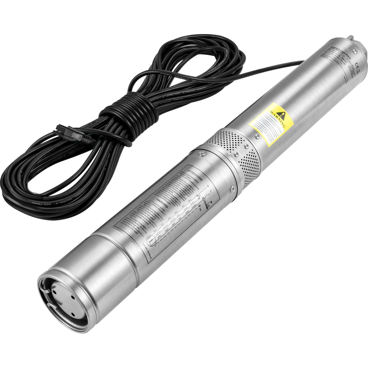 Deep Well Submersible Pump, 1HP 115V/60Hz, 37gpm Flow 207ft Head, with 33ft Electric Cord, 4" Stainless Steel Water Pump for Industrial, Irrigation&Home Use, IP68 Waterproof Grade