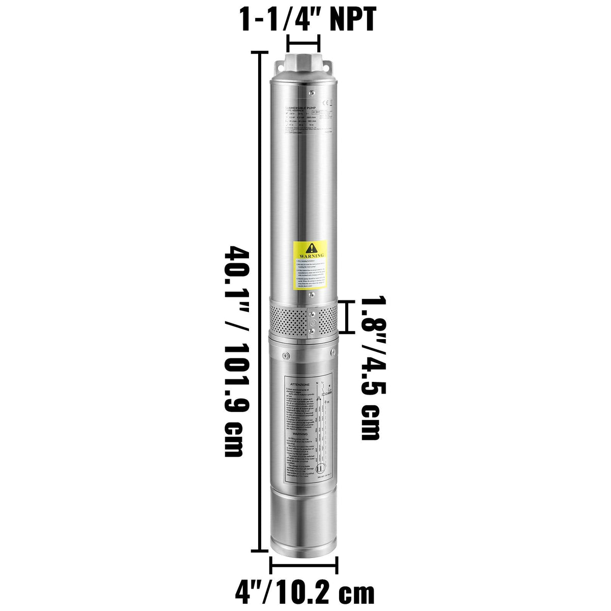 Deep Well Submersible Pump, 2HP 230V/60Hz, 37GPM 427 ft Head, with 33 ft Cord & External Control Box, 4 inch Stainless Steel Water Pumps for Industrial, Irrigation and Home Use, IP68 Waterproof
