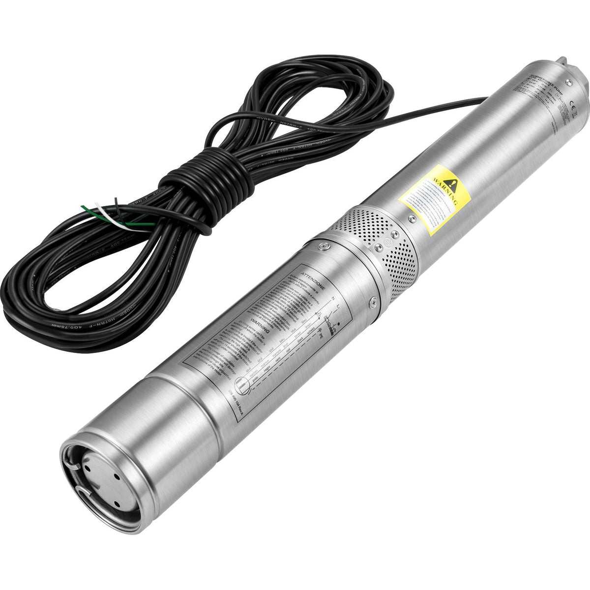 Deep Well Submersible Pump, 2HP/1500W 230V/60Hz, 37GPM Flow 427 ft Head, with 33 ft Electric Cord, 4 inch Stainless Steel Water Pumps for Industrial, Irrigation & Home Use, IP68 Waterproof Grade