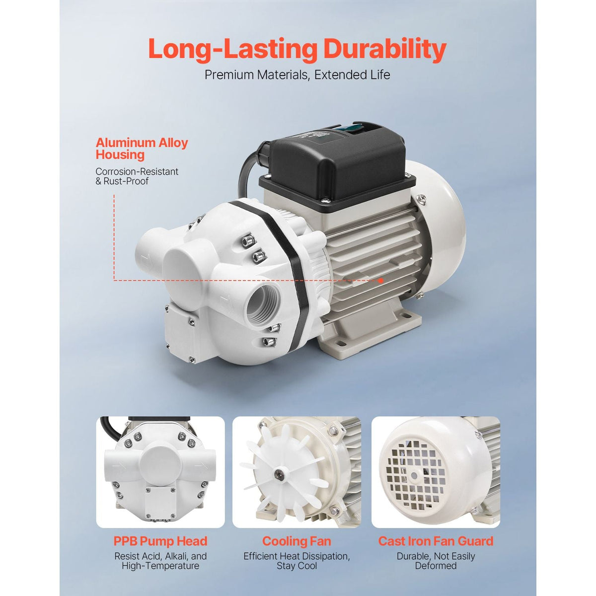 DEF Transfer Pump, 10.5 GPM, Diaphragm Irrigation Self Priming Electric Water Pump for Diesel Exhaust Fluid Automotive Urea Oil, 110V, 375W, 26.25 ft Lift, for Liquid Transportation Refueling