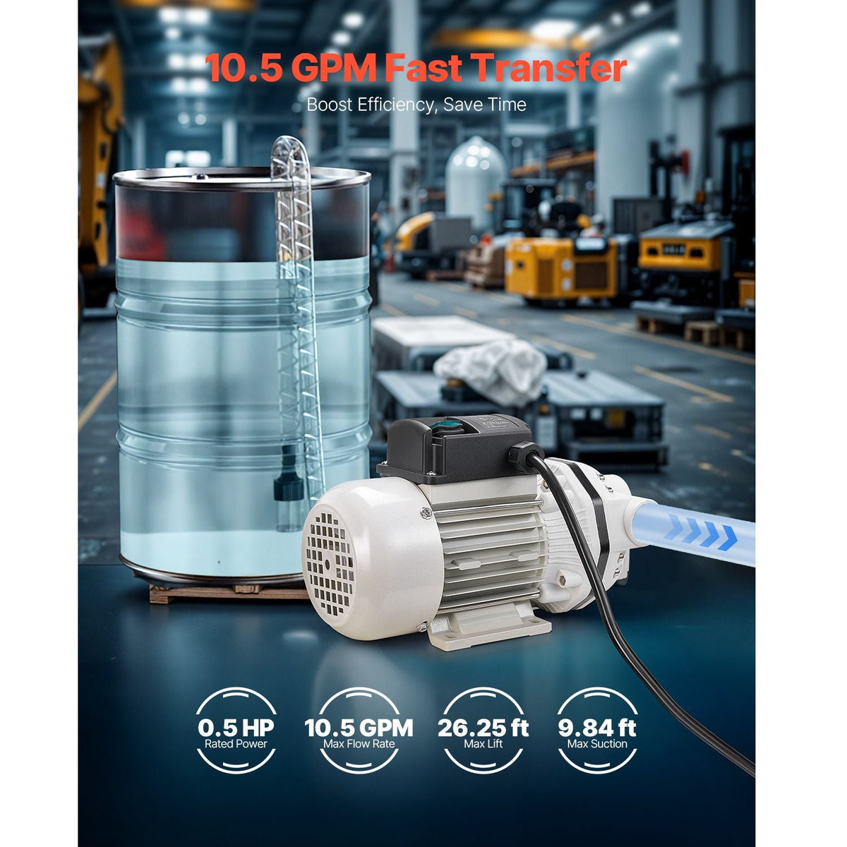 DEF Transfer Pump, 10.5 GPM, Diaphragm Irrigation Self Priming Electric Water Pump for Diesel Exhaust Fluid Automotive Urea Oil, 110V, 375W, 26.25 ft Lift, for Liquid Transportation Refueling