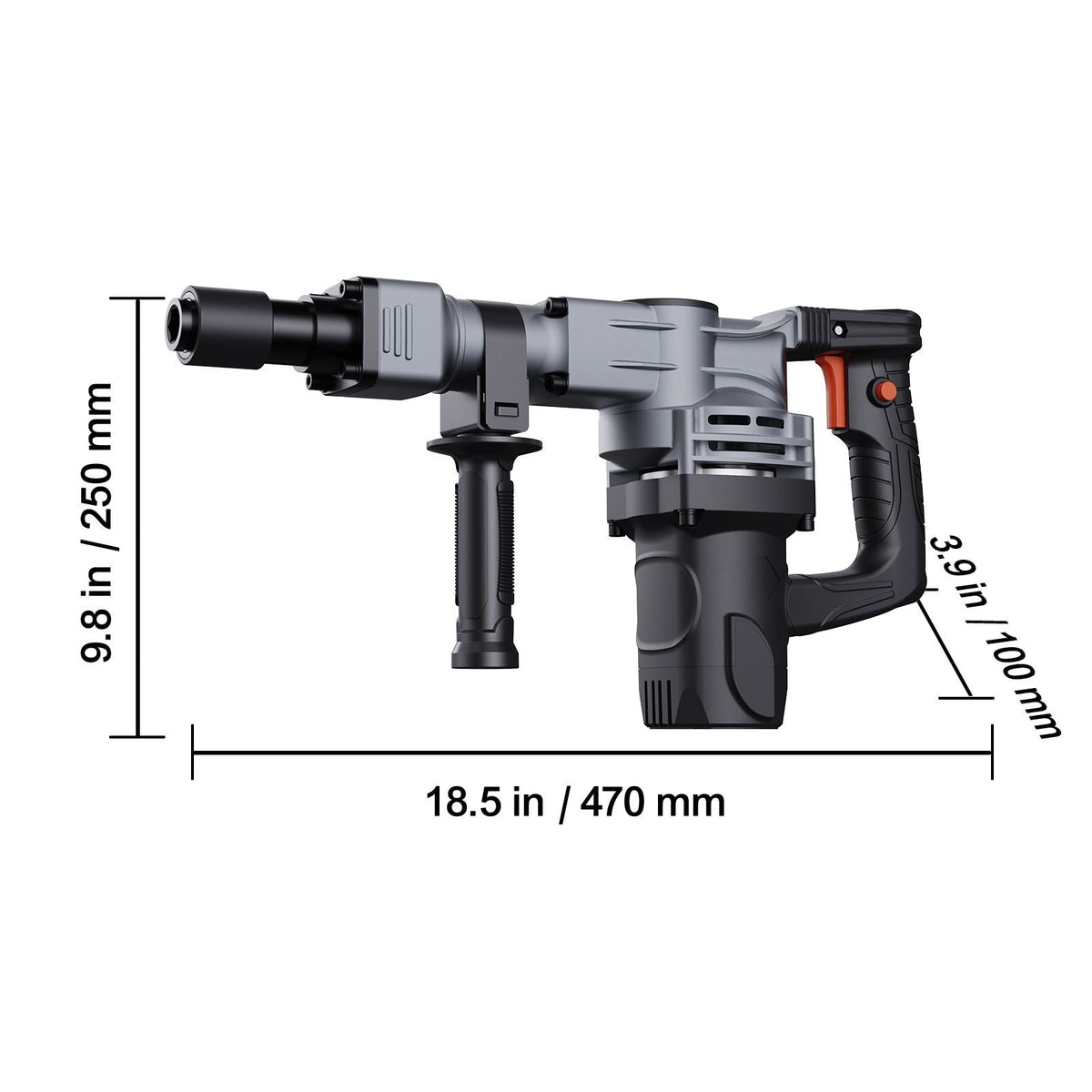 Demolition Jack Hammer, 1400W Electric Jackhammer Heavy Duty, 2pcs Chisels Bits Chipping with Case, 2900 BPM Concrete Breaker, Gloves Black