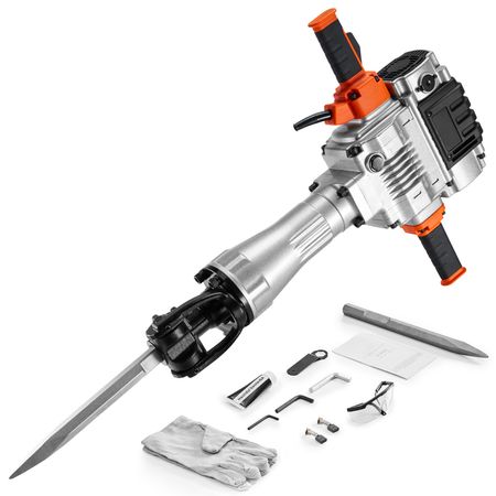 Demolition Jack Hammer, 2100W Electric Jackhammer Heavy Duty, 1650 BPM Industrial-Grade Jack Hammer Concrete Breaker, with 1 Point Chisel, 1 Flat Chisel, Gloves and Goggles