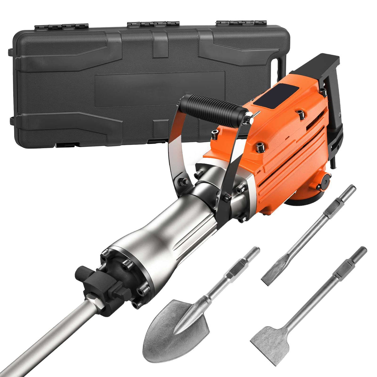 Demolition Jack Hammer, 2200W 1400 BPM Jack Hammer Concrete Breaker, Heavy Duty Electric Jack Hammer 6pcs Chisels Bit with Gloves, 360 Celsius Swiveling Front Handle