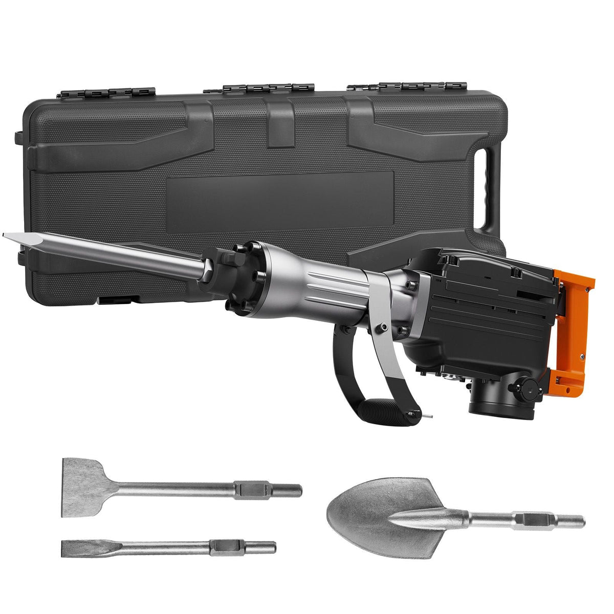 Demolition Jack Hammer, 2200W Jack Hammer Concrete Breaker, 1350 BPM Heavy Duty Electric Jack Hammer, 4pcs Chisels Bit with Case, Black