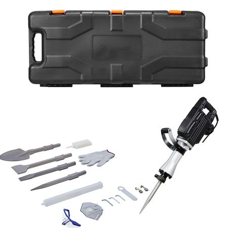 Demolition Jack Hammer, 2800 W Powerful Electric Jackhammer, 1200 BPM Concrete Breaker with 3 Chisels, a Clay Spade, Carrying Case, Gloves, for Concrete, Wall, Brick, Tile and Foundation