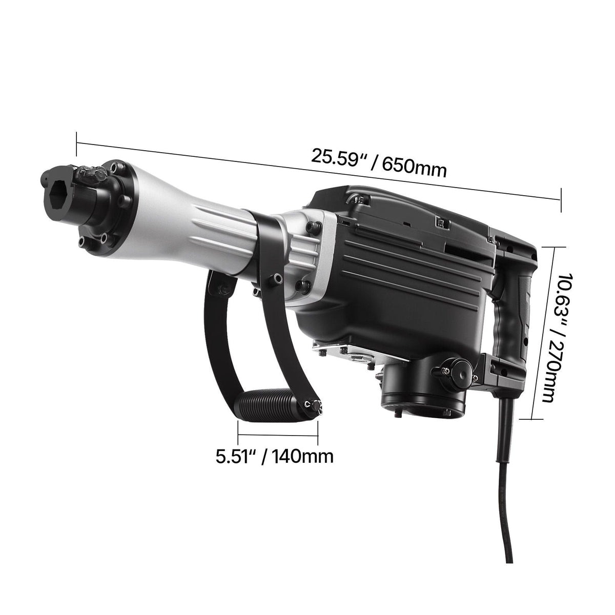 Demolition Jack Hammer, 2800 W Powerful Electric Jackhammer, 1200 BPM Concrete Breaker with 3 Chisels, a Clay Spade, Carrying Case, Gloves, for Concrete, Wall, Brick, Tile and Foundation