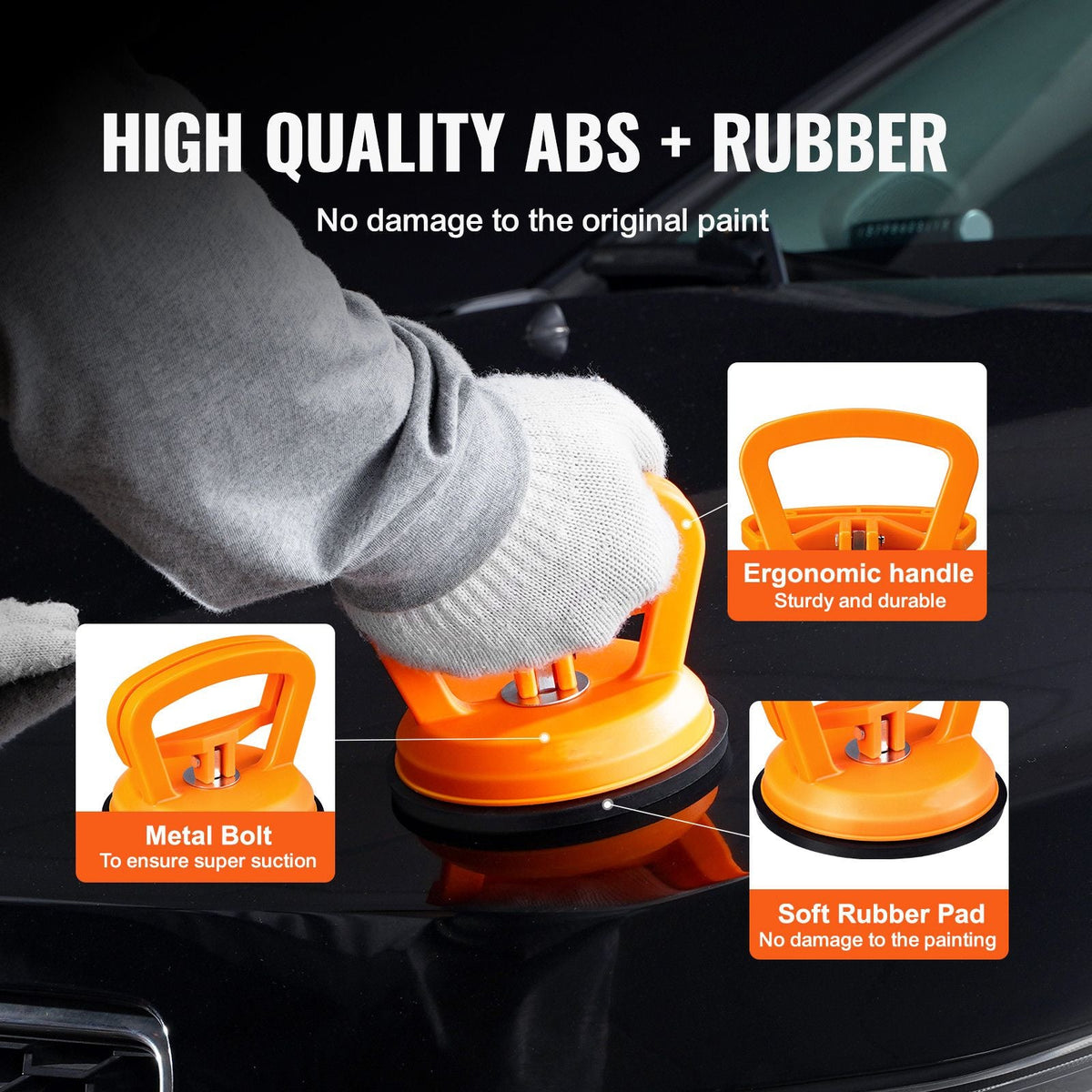 Dent Removal Kit, 3 Packs Suction Cups, Dent Puller Handle Lifter with Gloves and Cloth, Paintless Car Dent Puller Remover for Car Dent Repair, Glass, Tiles, Mirror Lifting and Moving